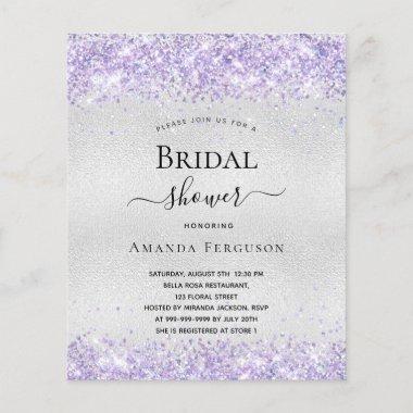 Budget bridal shower silver violet Invitations