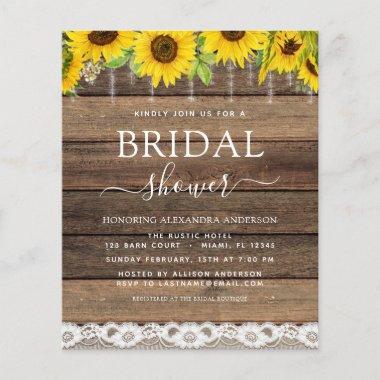 Budget Bridal Shower Sunflower Rustic Invitations