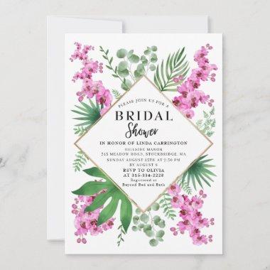 Budget Bridal Shower Tropical Floral QR Code Boho Invitations