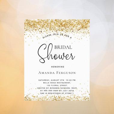 Budget bridal shower white gold glitter Invitations