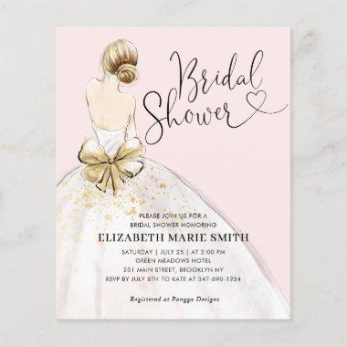 Budget Bride Gown Blush Pink Bridal Shower Invite