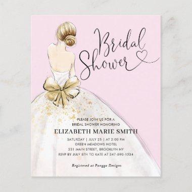 Budget Bride Gown Pink Bridal Shower Invitations