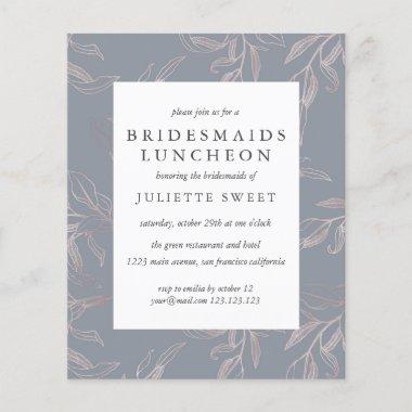BUDGET Bridesmaids Luncheon Gray Rose Gold Leaves