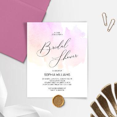 Budget Bright Watercolor Bridal Shower Invitations