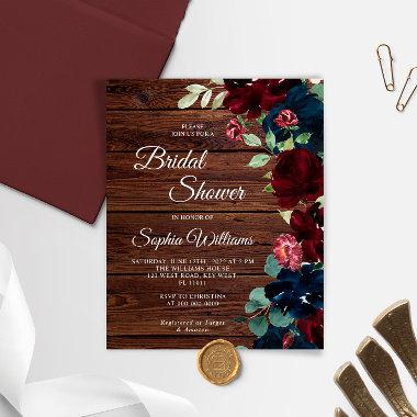 Budget Burgundy & Navy Bridal Shower Invitations
