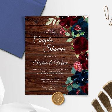Budget Burgundy & Navy Courpes Shower Invitations