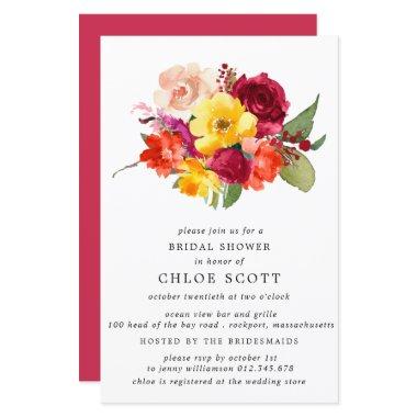 Budget Burgundy Orange Yellow Bridal Shower Invite