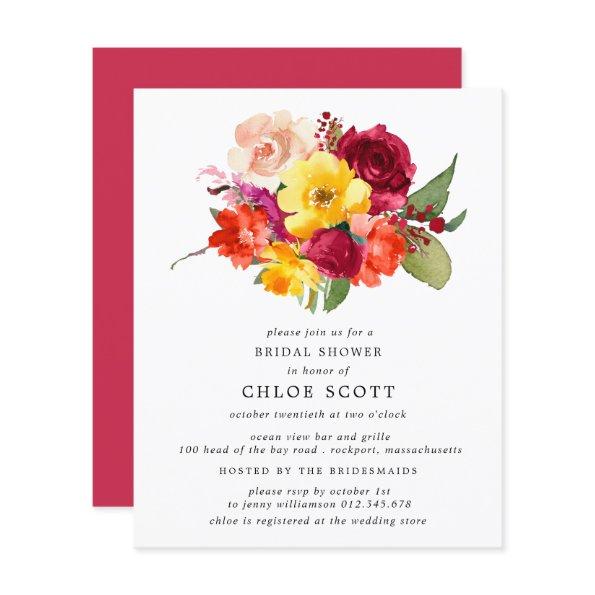 Budget Burgundy Orange Yellow Bridal Shower Invite