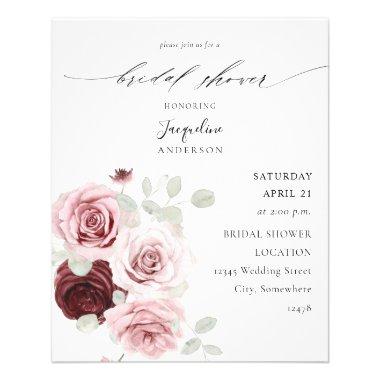 Budget Burgundy & Pink Ele Floral Bridal Shower Flyer