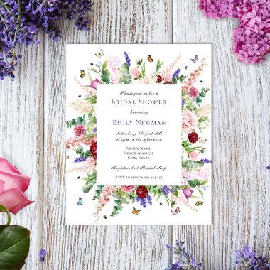 Budget Butterfly & Floral Bridal Shower Invitations