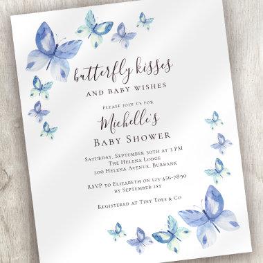 Budget Butterfly Kisses Baby Shower Invitations