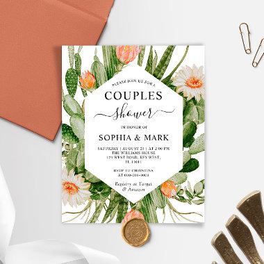 Budget Cactus Flowers Couples Shower Invitations