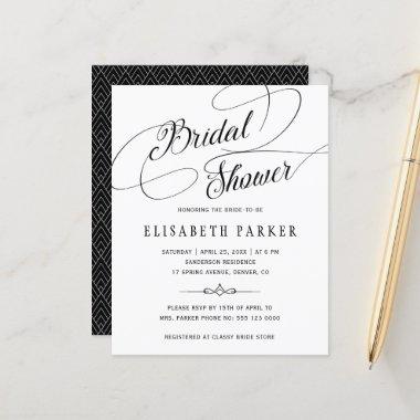 Budget chic calligraphy bridal shower Invitations