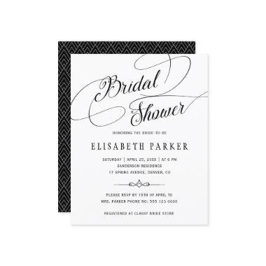 Budget chic calligraphy bridal shower Invitations