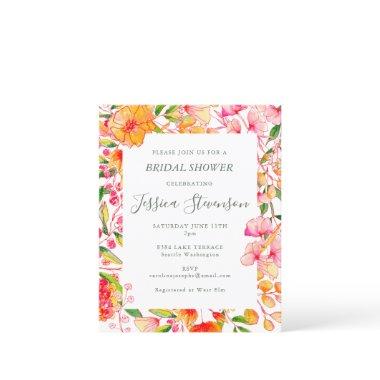 Budget Chic Orange Floral Bridal Shower Invite