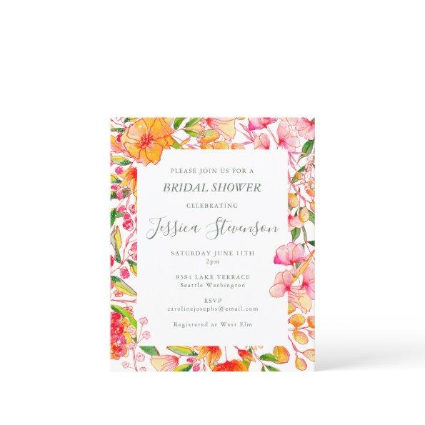 Budget Chic Orange Floral  Invite