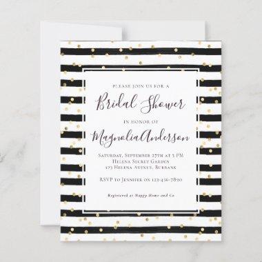 Budget Chic Stripe Gold Bridal Shower Invitations