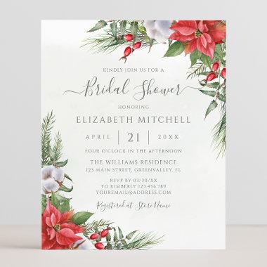 Budget Christmas Poinsettia Bridal Shower Invite