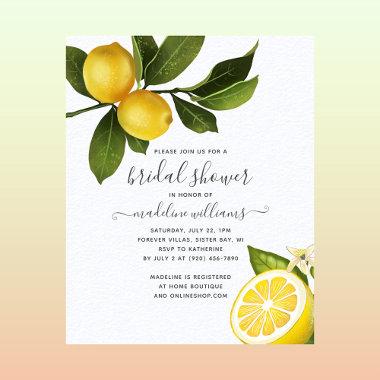 BUDGET Citrus Lemon Garden Bridal Shower Invite
