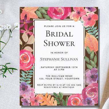 Budget Colorful Floral Bridal Shower Invitations
