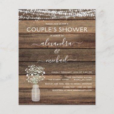 Budget Couple's Shower Rustic Invitations