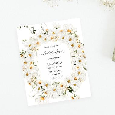 Budget Daisy White Floral Bridal Shower Flyer
