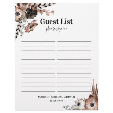 Budget Dark Florals  Guest Sheet
