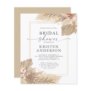 Budget Dried Palm Watercolor Bridal Shower Invite