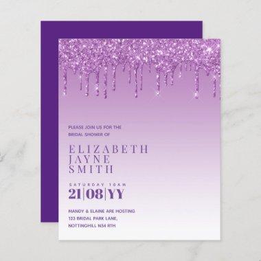 BUDGET Dripping Glitter Bridal Shower Invitations
