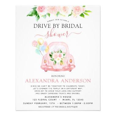 Budget Drive By Bridal Shower Floral Blush Pink Flyer