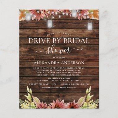 Budget Drive by Bridal Shower Rustic Sunflowers Flyer