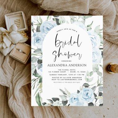 Budget Dusty Blue Bridal Shower Floral Greenery Flyer