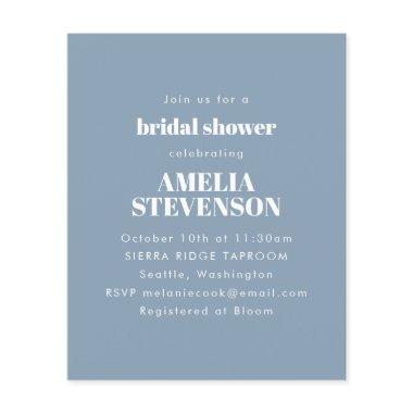 Budget Dusty Blue Minimalist Bridal Shower Invite