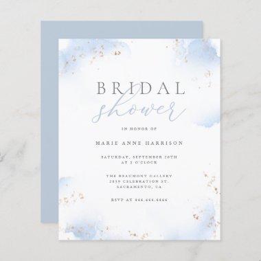 Budget Dusty Blue Ombre Gold Dust Bridal Shower