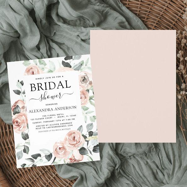 Budget Dusty Pink Bridal Shower Floral Invitations Flyer