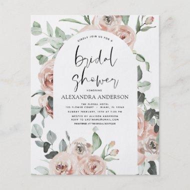Budget Dusty Pink Floral Bridal Shower Invitations Flyer