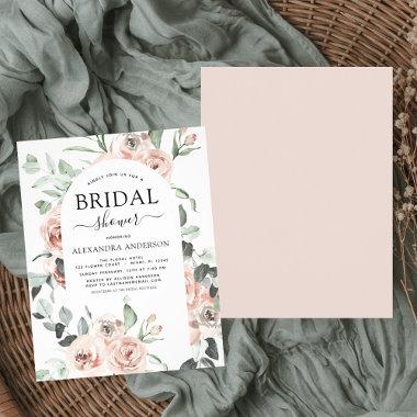Budget Dusty Pink Floral Bridal Shower Invitations Flyer