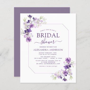 Budget Dusty Purple Floral Greenery Bridal Shower