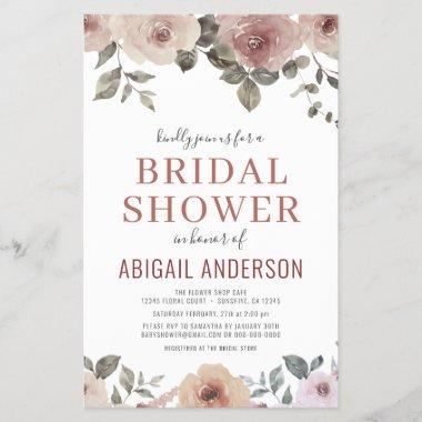 Budget Dusty Rose Blush Bridal Shower Invitations