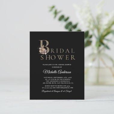 Budget Elegant Black Modern Bridal Shower Flyer