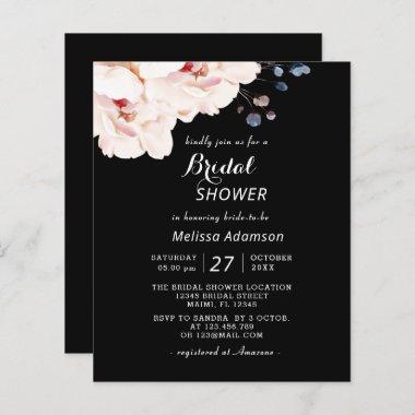 Budget Elegant Black, Pink Floral Bridal Shower