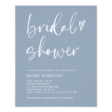 Budget Elegant Dusty Blue Bridal Shower Invitations Flyer