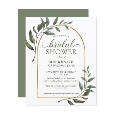 Budget Elegant Eucalyptus Gold Arch Bridal Shower