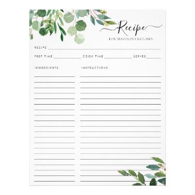 Budget Elegant Eucalyptus Leaves Kitchen Recipe Flyer