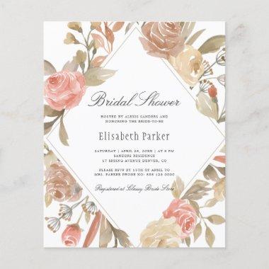 Budget elegant floral bridal shower Invitations