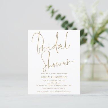 Budget Elegant Gold Script Bridal Shower Invite
