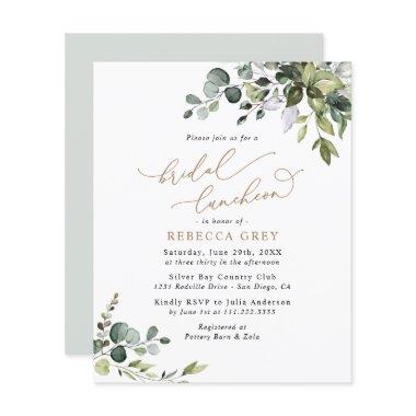 Budget Elegant Greenery Bridal Luncheon Invitations