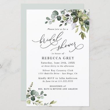 Budget Elegant Greenery Bridal Shower Invitations