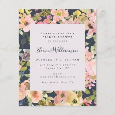 Budget Elegant Navy Floral Bridal Shower Invite