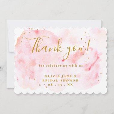 Budget Elegant Pink Gold Bridal Shower Thank You Invitations